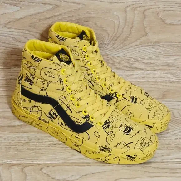 Vans X Peanuts SK8-Hi Charlie Brown Sneakers Yellow Black Size Mens 8 Womens 9.5 - Picture 8 of 9